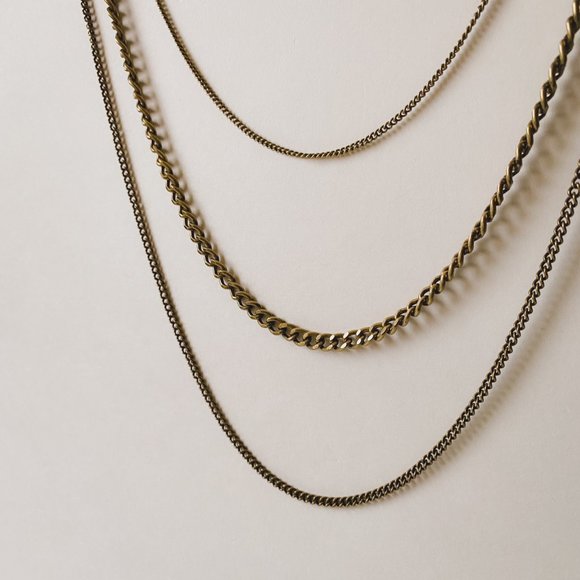Park Lane 37" Long Multi Strand Antique Brass Tone Chain Layered Simple Necklace - Picture 3 of 7